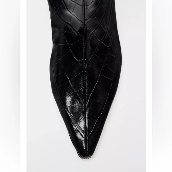 Zara Mock Croc Kitten Heel Boot - Picture 6 of 6